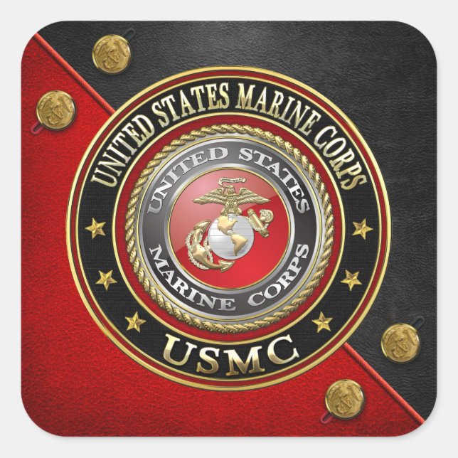 USMC-Emblem [Special Edition] [3D] Quadratischer Aufkleber (Vorderseite)