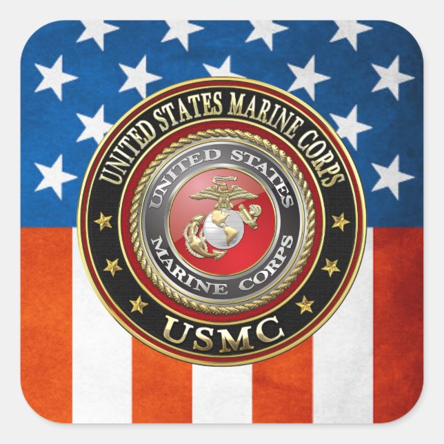 USMC-Emblem [Special Edition] [3D] Quadratischer Aufkleber (Vorderseite)