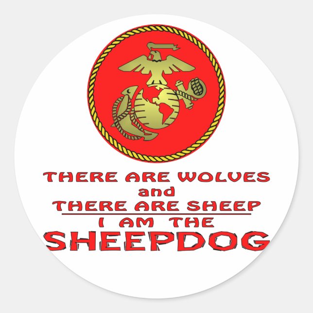 USMC Es gibt Wölfe und Schafe Runder Aufkleber (Vorderseite)