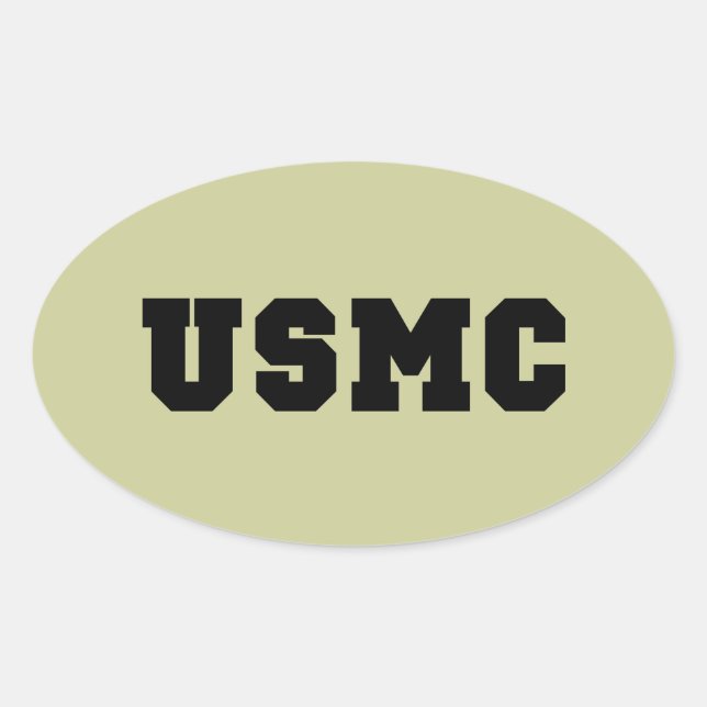 USMC [fett gedruckt] Ovaler Aufkleber (Vorderseite)