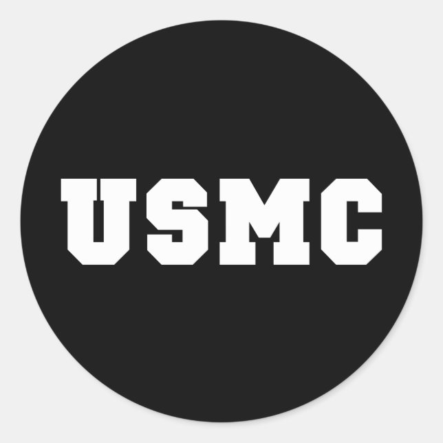 USMC [fett gedruckt] Runder Aufkleber (Vorderseite)