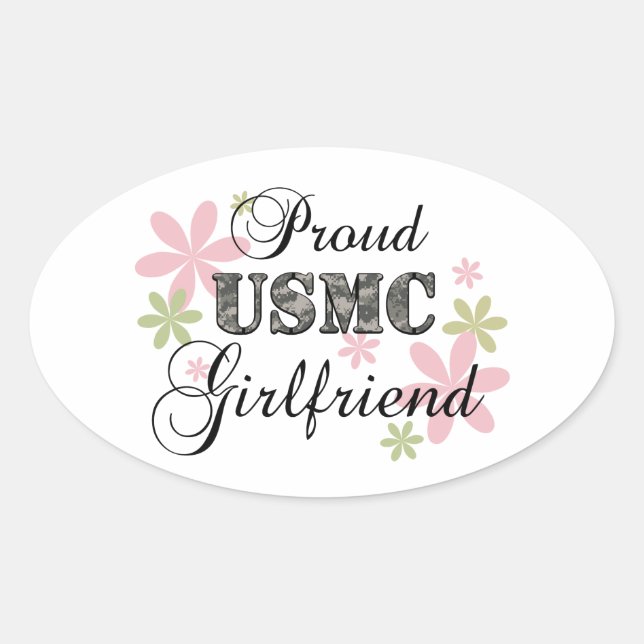 USMC Girlfriend [fl Camouflage] Ovaler Aufkleber (Vorderseite)