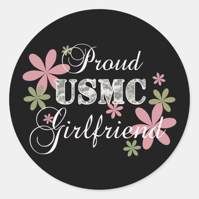 USMC Girlfriend [fl Camouflage] Runder Aufkleber (Vorderseite)