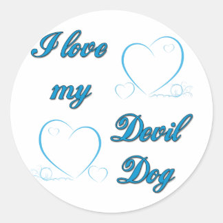 USMC I Liebe My Devil Dog Runder Aufkleber