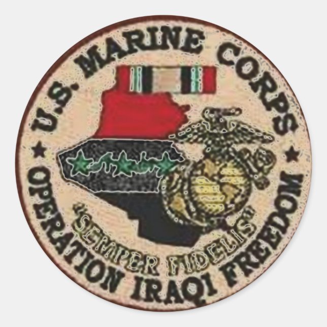 USMC IRAQ VETERAN RUNDER AUFKLEBER (Vorderseite)