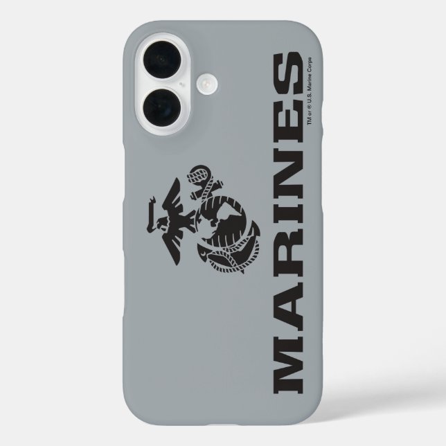 USMC Logo gestapelt - Schwarz iPhone 16 Hülle (Rückseite)