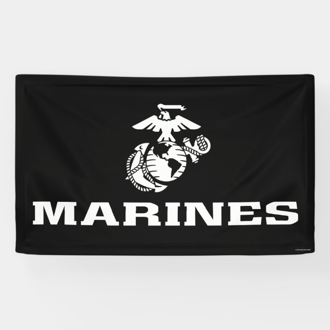USMC Logo gestapelt - weiß Banner (Horizontal)