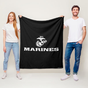 USMC Logo gestapelt - weiß Fleecedecke