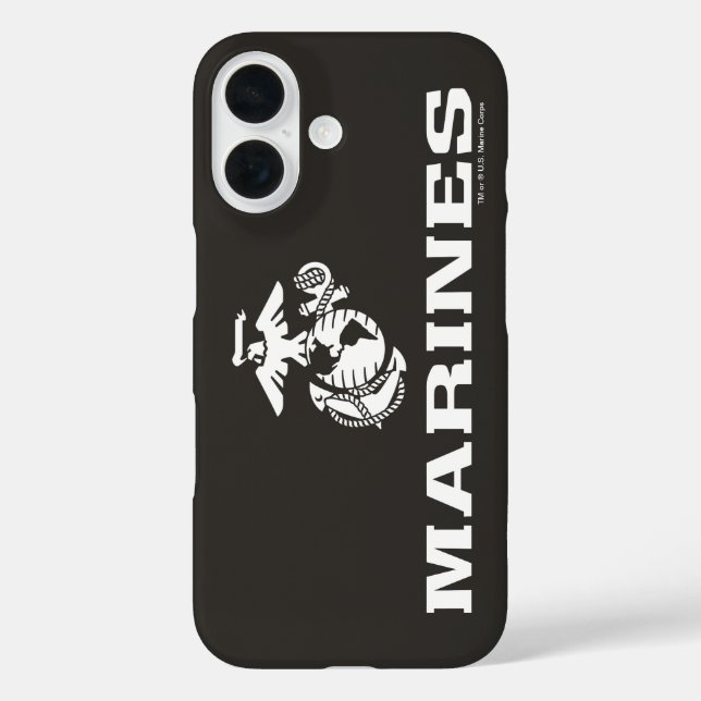 USMC Logo gestapelt - weiß iPhone 16 Hülle (Rückseite)