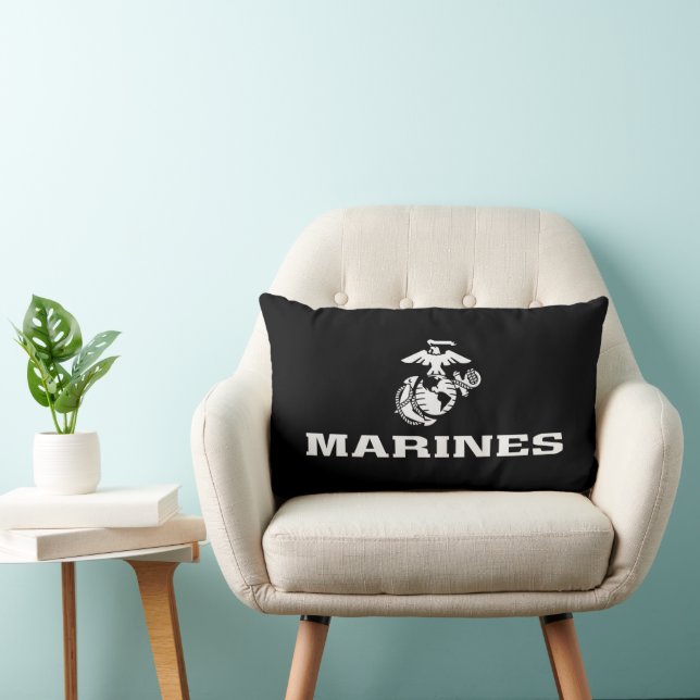 USMC Logo gestapelt - weiß Lendenkissen (Stuhl )