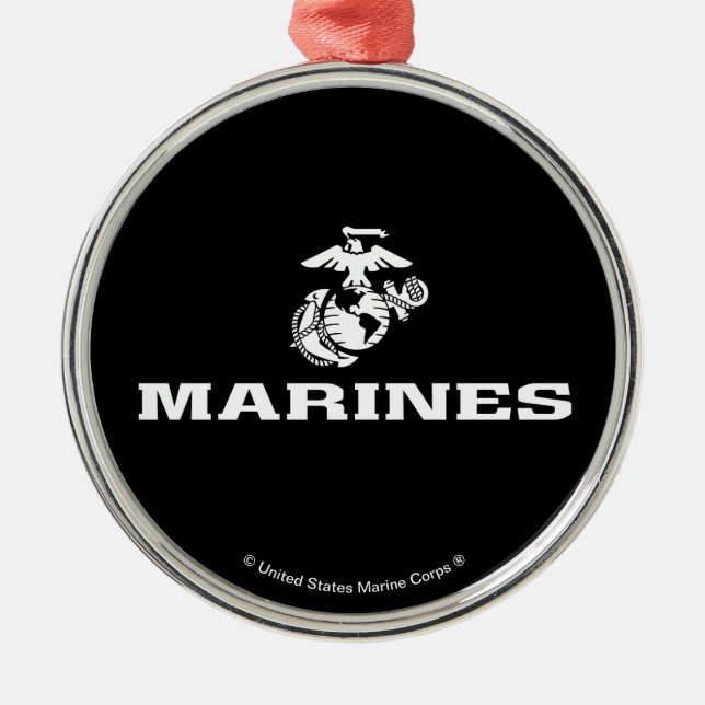 USMC Logo gestapelt - weiß Ornament Aus Metall (Vorne)