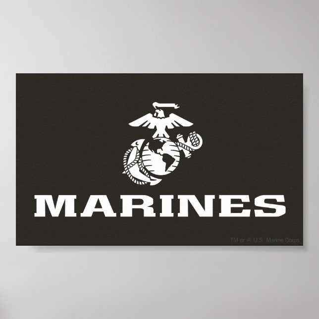 USMC Logo gestapelt - weiß Poster (Vorne)