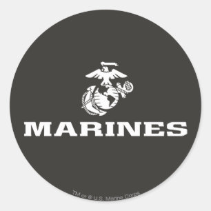 USMC Logo gestapelt - weiß Runder Aufkleber