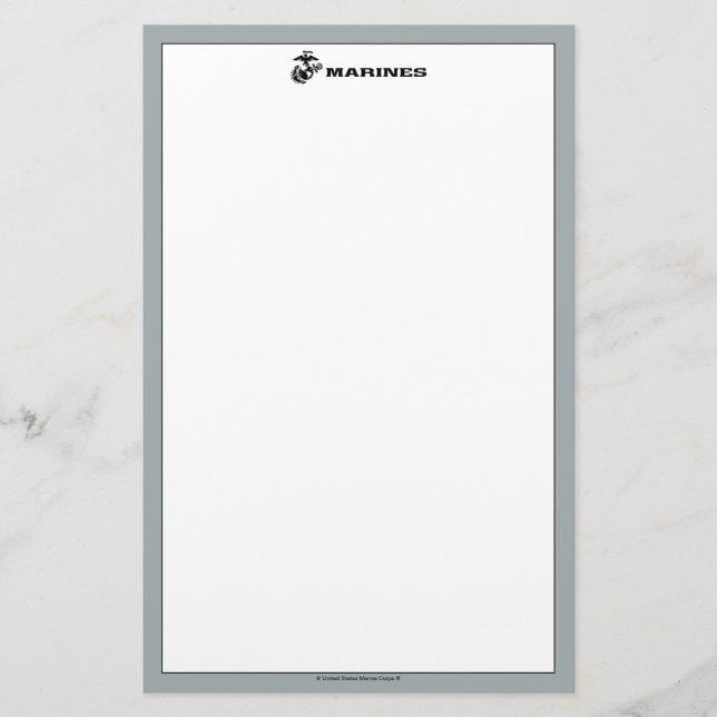 USMC-Logo mit schwarzen Logos Briefpapier (Vorderseite)