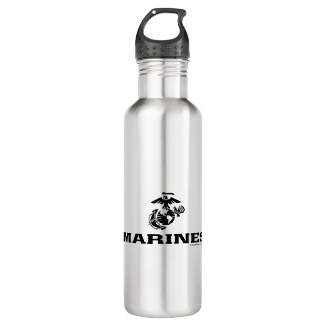 USMC-Logo mit schwarzen Logos Edelstahlflasche (Vorderseite)