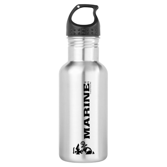 USMC-Logo mit schwarzen Logos Edelstahlflasche (Vorderseite)