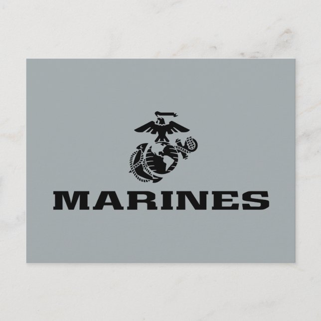 USMC-Logo mit schwarzen Logos Feiertagspostkarte (Vorderseite)