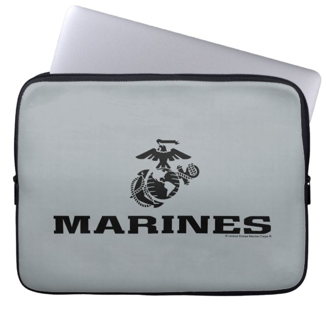 USMC-Logo mit schwarzen Logos Laptopschutzhülle (Vorderseite)