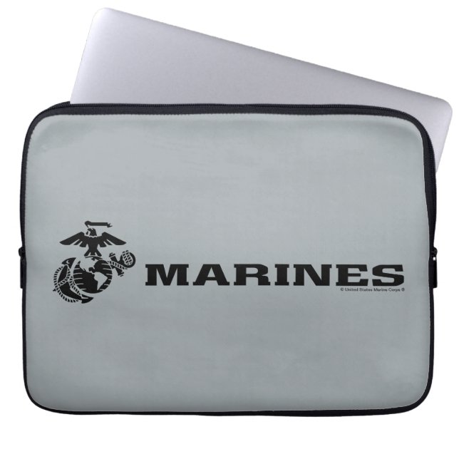 USMC-Logo mit schwarzen Logos Laptopschutzhülle (Vorderseite)