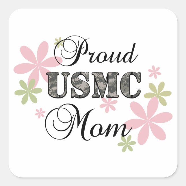 USMC-Mama [fl-Camouflage] Quadratischer Aufkleber (Vorderseite)