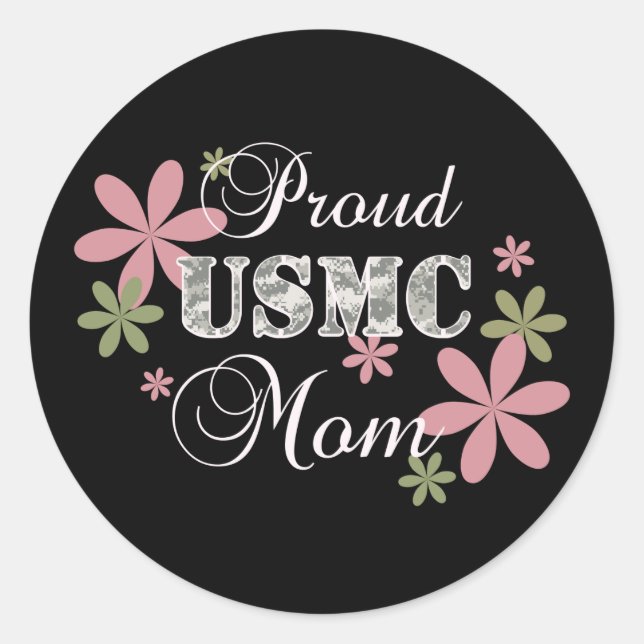 USMC-Mama [fl-Camouflage] Runder Aufkleber (Vorderseite)