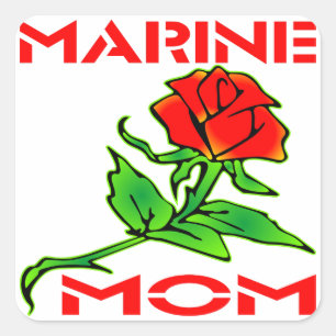 Usmc-MarineMama-Rose Quadratischer Aufkleber