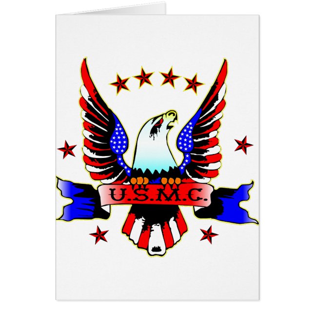 USMC Old School Red White & Blue Eagle Tattoo (Vorne)
