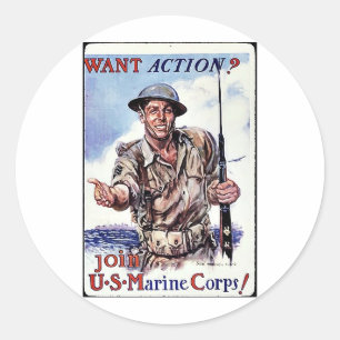 Usmc Recruit Runder Aufkleber