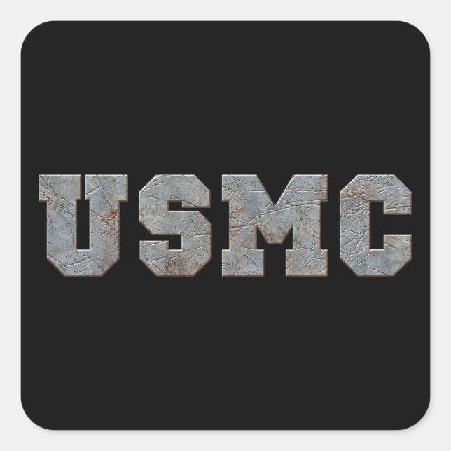 USMC [rostiger Text] Quadratischer Aufkleber (Vorderseite)
