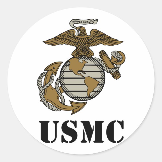USMC [Schablone] Runder Aufkleber (Vorderseite)