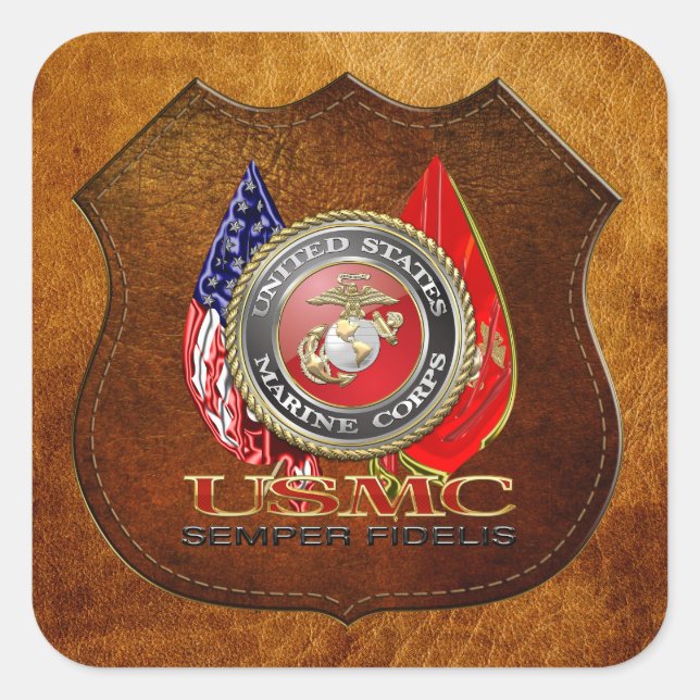 USMC Semper Fi [Special Edition] [3D] Quadratischer Aufkleber (Vorderseite)