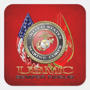 USMC Semper Fi [Special Edition] [3D] Quadratischer Aufkleber