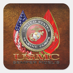 USMC Semper Fi [Special Edition] [3D] Quadratischer Aufkleber