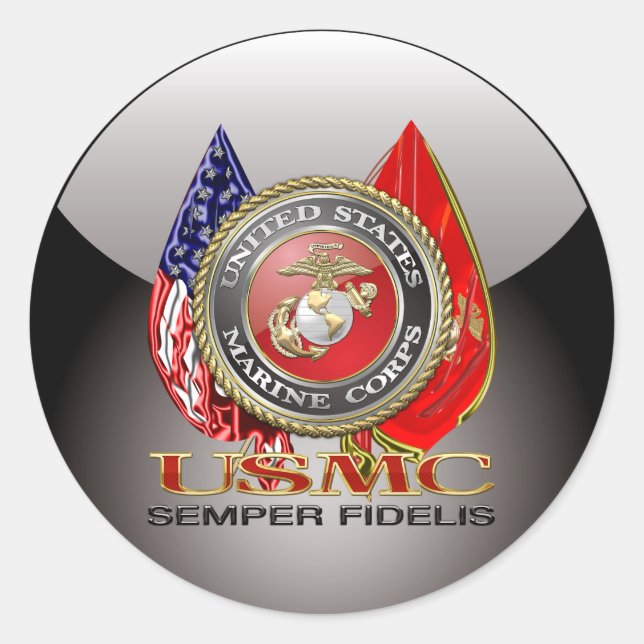 USMC Semper Fi [Special Edition] [3D] Runder Aufkleber (Vorderseite)
