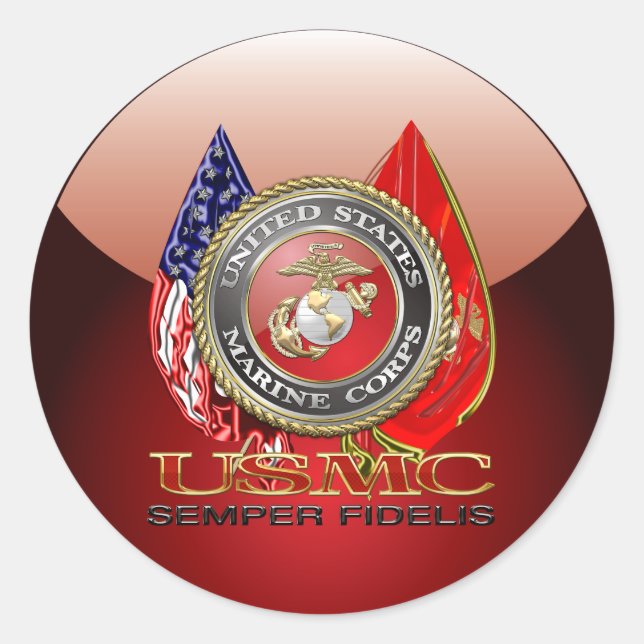 USMC Semper Fi [Special Edition] [3D] Runder Aufkleber (Vorderseite)