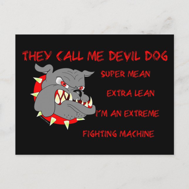 USMC Sie nennen mich Teufel Hund Postkarte (Vorderseite)