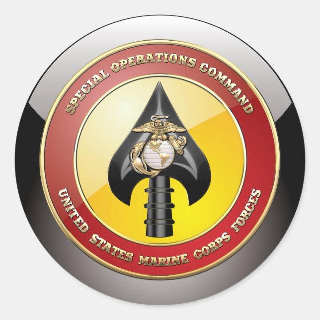 USMC Spezialeinsatzkommando (MARSOC) [3D] Runder Aufkleber (Vorderseite)