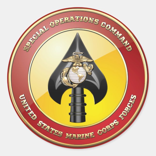 USMC Spezialeinsatzkommando (MARSOC) [3D] Runder Aufkleber (Vorderseite)