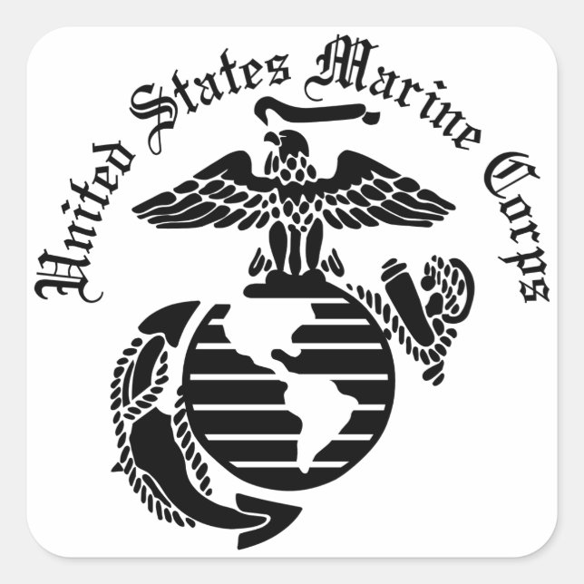 USMC United Staaten Marine Corps Quadratischer Aufkleber (Vorderseite)