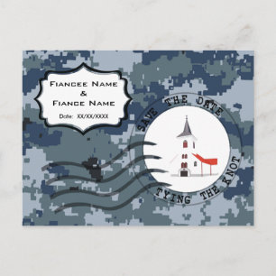 USN Navy Save the Date & Hochzeitskapelle Ankündigungspostkarte