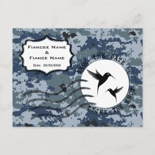 USN Navy Save the Date & Love Birds Ankündigungspostkarte