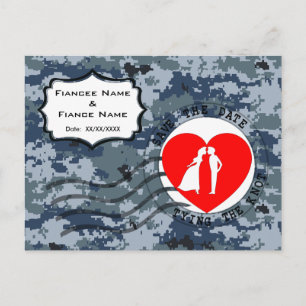 USN Navy Save the Date & Paar Ankündigungspostkarte