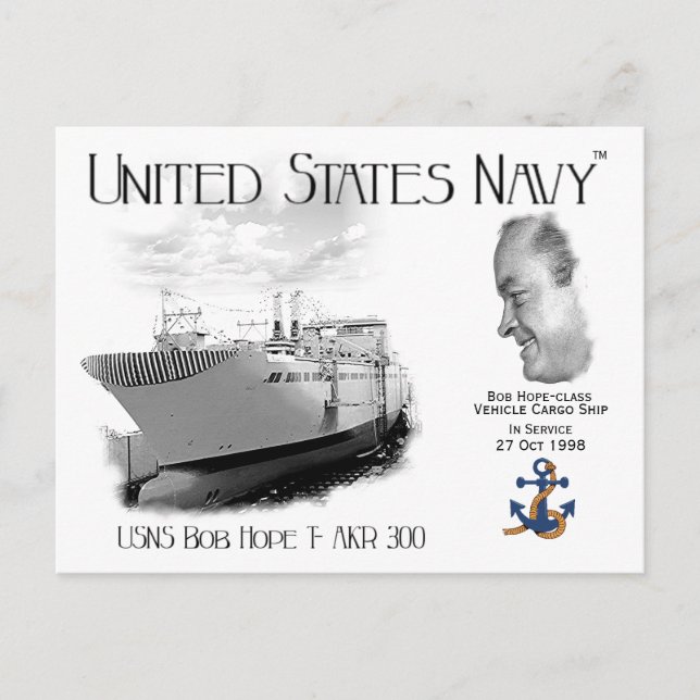 USNS BOB HOPE T-AKR 300 CARGO SHIP POSTKARTE (Vorderseite)