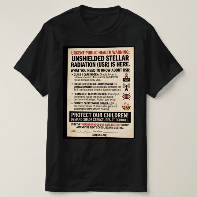 USR öffentliche Warnung T-Shirt (Design vorne)