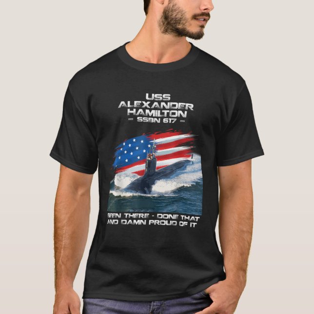 USS Alexander Hamilton SSBN 617 American Flag Subm T-Shirt (Vorderseite)