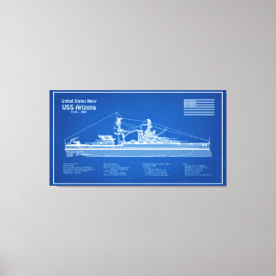 USS Arizona - Pläne für Schiffskonzepte ABD Leinwanddruck
