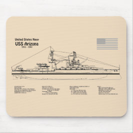 USS Arizona - Schiffs-Blueprint-Pläne SD Mousepad