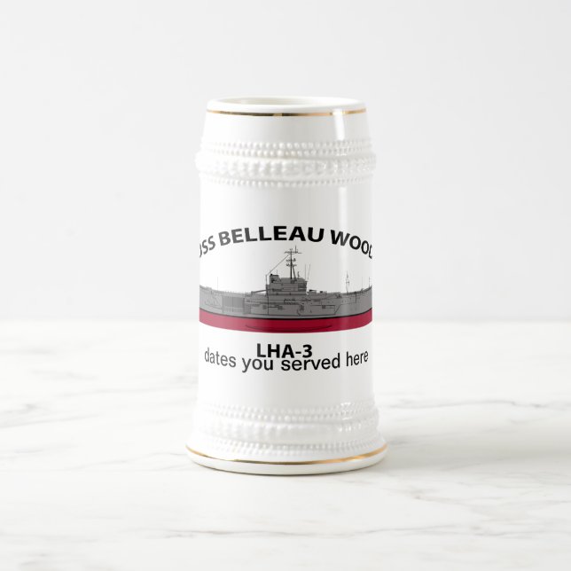 USS Belleau Wood, LHA-3, kundenspezifische Termine Bierglas (Mittel)
