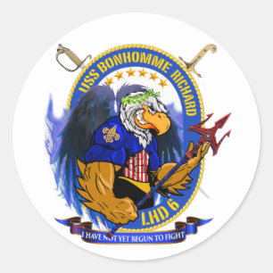 USS Bonhomme Richard LHD-6-lebendes Wappen Runder Aufkleber