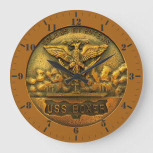 USS Boxer plaque - volens et potences Große Wanduhr